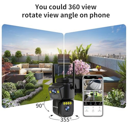 LETSCEE Security Cameras Outdoor WiFi,5G/2.4G Cameras for Home Security Solar Power with Dual Lens,Motion Detection,Night Vision,2-Way Audio,Weather Proof,No Subscription Fee - color: 1PACK