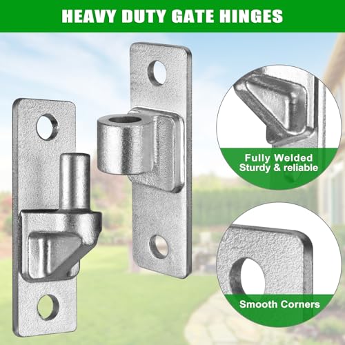 Insaga Wall Mount Gate Hinges Heavy Duty (2Pack), Hot-Dip Galvanized Steel, 600LB Load Capacity, Universal Fit for Wood, Concrete & Brick Posts, Outdoor Farm Fence Gate Hardware Kit (4.9"x1.5") - color: Silver-2Pack