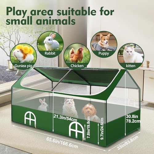 Small Animal Playpen,Rabbit Play Pen, Guinea Pig Cages for Indoor Outdoor,Portable Chicken Coop,Puppy Play Pen with Waterproof Floor for Guinea Pig,Chicken,Hamsters, Hedgehogs,Bunny, Green L - style: big