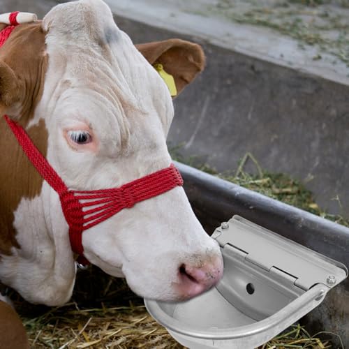 GALPADA Heavy-Duty Automatic Waterer for Cattle Stainless Steel Drinking Bowl with Float Valve Convenient Livestock Water Feeder for Cows Horses Sheep and Goats