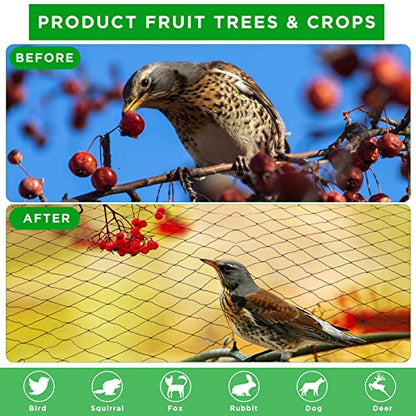 Windyun 1 PC 50' x 100' Bird Netting Bird Net Chicken Coop 2.4" Mesh Heavy Duty Deer Fence Aviary Net Reusable Fruit Tree Poultry Barrier for Garden Protection Vineyard Against Hawk Squirrel, Black - size: 50' X 100'