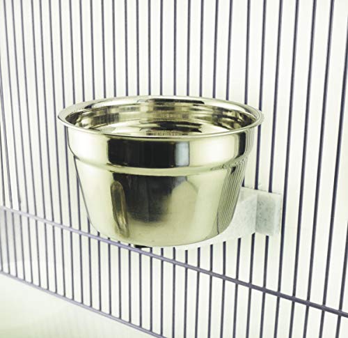 Lixit® Stainless Steel Kennel Food or Water Bowl - Non Spill Hanging Removable Crate Bowls - Carrier Cage Dish for Dogs or Cats for Feeding and Drinking (Stainless Steel, 10 Ounce (Pack of 2)) - size: 10 oz (Pack of 2)