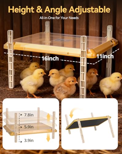 Smart Chicken Brooder Heater, 16"x11" Chick Heat Plate for 20 Baby Chicks, 13 Temperature & 7 Timer Settings, 200W Chicken Coop Heater, UL Certified