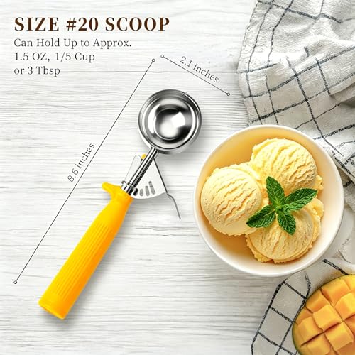 HOMURE H 1.5 OZ Scoop, Ice Cream Scoop with Trigger, #20 Disher, 3 tbsp Cookie Scoop for Baking, Muffin Scoop, Blue Handle, for Making Ice Cream Cookie Muffin Cupcake Mashed Potato Meatball - size: #20 (1.5 oz)