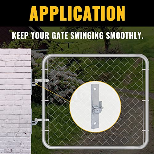 VIVIDA Wall Mount Gate Hinge 2 PCS, Heavy Duty Flat Back Farm Gate Hinge with 5/8" Pin, Chain Link Fence Parts, Galvanized Steel - size: 7.5" × 1.5" (2 PCS)