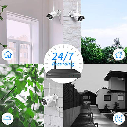 Hiseeu 2K Wireless Security Camera System, 10CH NVR Kit,8Pcs 3MP WiFi Surveillance Cameras for Home Indoor/Outdoor Use,Night Vision,Waterproof, Motion Detection, 3TB Hard Drive and DC Power Included - color: White-5