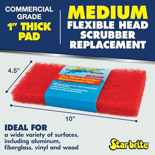 STAR BRITE Flexible Head Scrubber Replacement (Medium) (Red) (040126) - color: Red Scrubber (Medium)