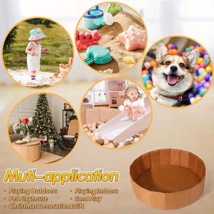 Ball Pit for Toddlers Babies Dogs Cats Iinfant Children, Foldable Ball Pits Play Tent, Crawl Playpen Ball Pool with Storage Bag, Surprise for Boys Girls Festival (Balls Not Included), Brown - color: Brown