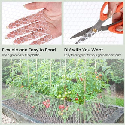 Landical 6 Rolls Plastic Chicken Wire Fencing Mesh 120 x 15.7 Inch Each Plastic Mesh Fence with Zip Ties Hexagonal Poultry Netting Garden Fencing Cat and Bird Netting (White) - color: White