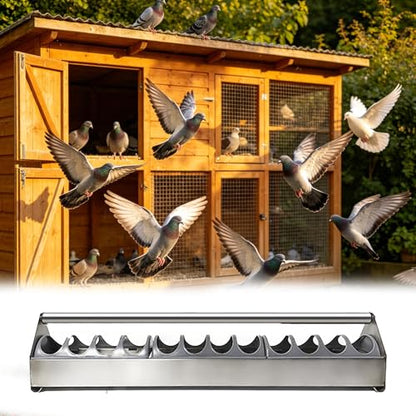 Stainless Steel Pigeon Feeder for Mealworms, Brid Feeder with Separated Fence & Crossbar, Anti-rust Anti-waste Feed Trough, Easy to Install(L60cm/23.6") - size: L60cm/23.6"