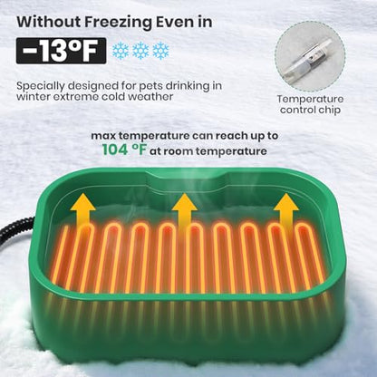 IPOW Extra Large Heated Water Bowl with 5 Layers Design for Heating & Heat Preservation Provides Drinkable Water & Food in Winter Heated Pet Bowl for Cat Rabbit Chicken Duck Squirrel, 194 fl oz - color: Green