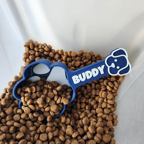 Personalized Dog Food Scoop, Paw Print Pet Food Measuring Cup with Pup Face Handle and Name, Kibble Scoop (12 oz – 1 1/2 Cup) - size: 12 oz – 1 1/2 cup