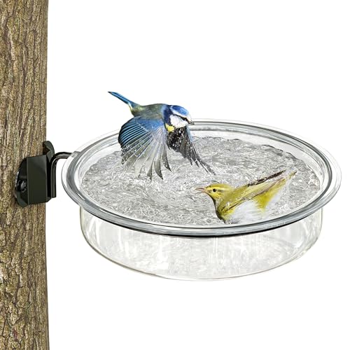 iBorn Wall Mounted Water Tray, Bird Bath for Outside, 7.3”Wildbird Water Bowl PC Plastic, Installed on Post, Wooden Fences, Trees and Walls, Clear, Pack of 1 - size: Water Tray, Pack of 1