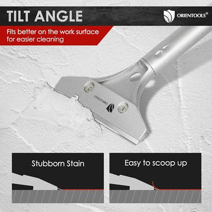 ORIENTOOLS Heavy Duty Long Handle Scraper Tool – Multi Surface for Floor Paint, Metal, Plastic, Glass, Sticker, Wallpaper, Window Cleaning, with Tough Blades for Cleaning