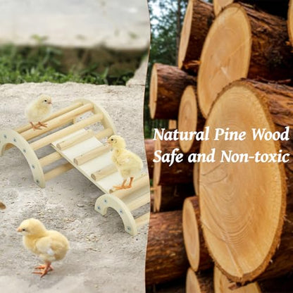 Chicken Perch Roosting Bar Jungle Gym Wooden Arch Bridge Platform Stand Ladder 3in1 Climbing Ramp Toys for Chick Hamsters Gerbils Mice Rodent and Small Animals