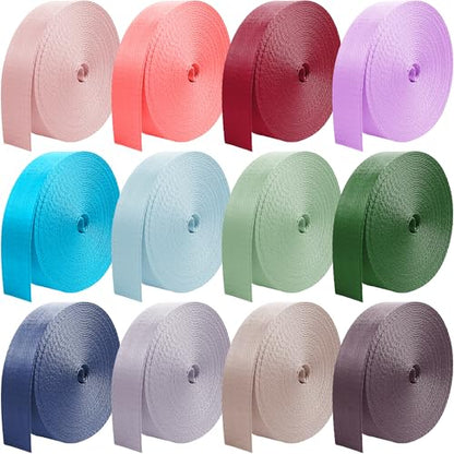 12 Rolls Nylon Webbing 1 inch 1.5 inch 2 inch Nylon Strap Webbing Straps Backpack Straps Nylon Belt, 10 25 50 3.3 Yards Webbing Strapping - size: 1.5 inch-3.3 yards, style: B-12 Colors