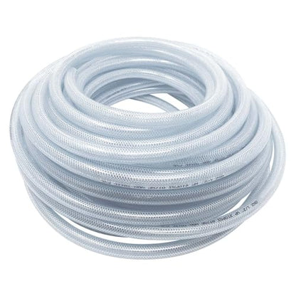Gloxco Clear Braided PVC Tubing, Food Grade, Heavy Duty Reinforced Hose, 1/2" ID, 100 Ft Length - size: 1/2" x 100 Ft
