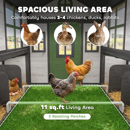 PawHut Wooden Chicken Coop, Hen House for 2-4 Hens, Outdoor Playhouse Poultry Cage with 2 Nesting Boxes, Waterproof Roof, Windows, Chicken Hutch for Farm Backyard, 72" x 50" x 54", White - color: White