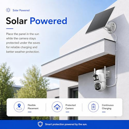 CAMCAMP Solar Security Cameras Wireless Outdoor, 4 Cameras Dual-Lens PTZ with 10CH NVR & 500GB HDD, 2K Color Night Vision, Spotlight, Dual PIR Detection, 2-Way Talk, IP66 Cameras for Home Security - color: 4