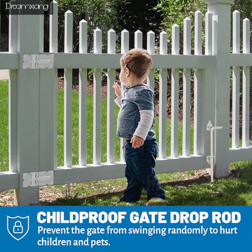 12" Heavy Duty Cane Bolt Gate Drop Rod Hardware Ground Latch for Wood PVC Vinyl Metal Fences Gates, Double Doors, White Solid Steel -1 Pack - size: 12 Inch