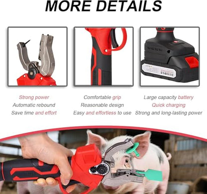 Speed Tagger Cattle, Electric Tagging Tool with 2 Batteries /6 Ear Tag Needle, Livestock Ear Tag Tool for Cattle,Pigs,Sheep,Reduces Animal Pain