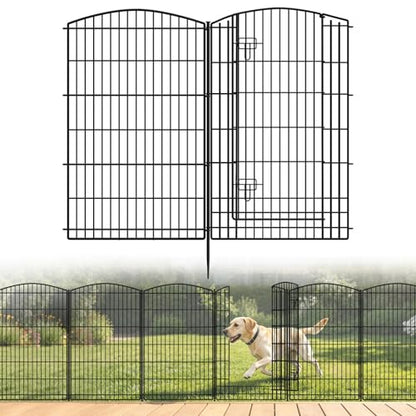 INJOPEXI Decorative Garden Fence 12 Panels 26ft (L)×42in (H) Garden Fences with 11 Panels + 1 Gate, No Dig Animal Barrier Rabbit Fencing Rustproof Metal Wire Temporary Dog Fence for Patio Outdoor Yard - size: 12 Panels 26ft(L)-42"(H) - With Gate