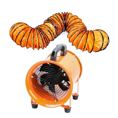 12-Inch High-Velocity Portable Utility Blower Fan, Industrial Exhaust Fan with 33ft Flexible Duct Hose, 3150 RPM Low-Noise Ventilator for Basements, Workshops, Warehouses, and Confined Spaces - color: 12" x 33ft