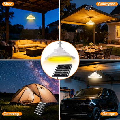 Solar Chicken Coop Light with Timer | Three-Color Dimmable LED, IP66 Waterproof Hanging Ceiling Pendant Light Suitable for Poultry Farms,Coops,Patio,Camping,Garage etc (White) - color: white 1pcs