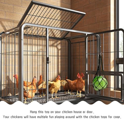 2PCS Chicken Feeding Toys Set, Chicken Hanging Feeder Toy Hanging Fruit Fork & Mesh Bag, Keeps Food Clean and Dry (A,Mesh+Fork)