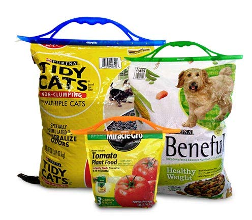 GripStic Heavy Duty Handle Set. 3 Different Size Bag Clips to Seal Large Bags in Your Home, Garage and More. Bag Sealer for Dog Food and cat Food, Bird Seed, Potting Soil and More. 3 Pack.