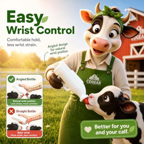 Screw Nipple Calf Feeding Device, Calf Feeding Bottle with Rubber Nipple & Cap, Handle Milk Pot Calfs Feeding Supplies (2L-Upgrade) - color: 2L-upgrade