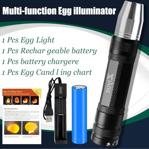 Egg Candlers for Chicken Eggs, 2026 New Egg Candling Light Tester Lamp Egg Checker Incubator for All Chickens Ducks Quail Dark Eggs 【Upgraded USB Charger】 - color: Black
