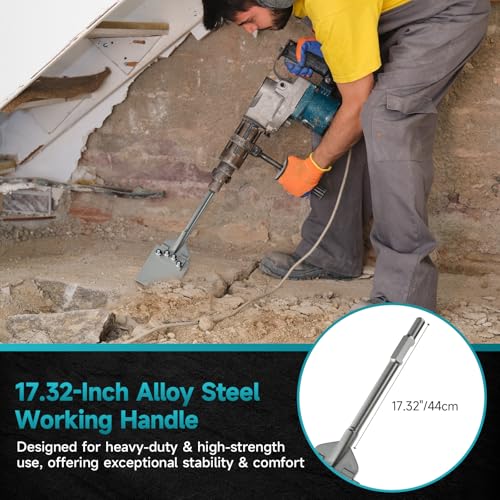 65A Shank 6 Inch Wide Floor Scraper Chisel Bit - 24" Long Alloy Steel Jack Hammer Drill Bit Blade Scraper, Spring-loaded Bolt Reinforcement, Removal Tools for Tile Thinset Hardwood Adhesive - style: 65A Shank (Spring-loaded Bolt Reinforcement)