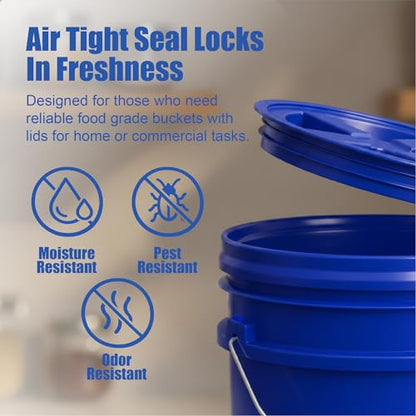 ePackageSupply 5 Gallon Bucket - Food Grade Bucket with Airtight Gamma Seal Screw-On Lid, BPA-Free, Heavy-Duty 90 Mil HDPE Plastic, Bulk Storage, Durable Container, Made in USA, Blue/Blue, 1 Pack - color: Blue/Blue, size: 1 Pack