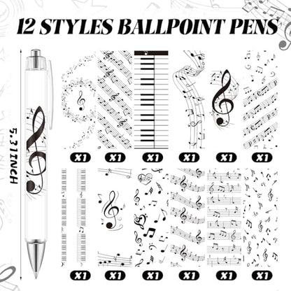 Dispowreath 24 Pcs Music Note Sticky Notes with Pens Themed Party Favors Gifts Cute Notepad Memo Notes Pads Black Ink Ballpoint Pen for Music Lover Christmas Gifts Office School Supplies - style: Music Note