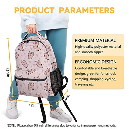 Pig Backpack Gifts, 16 Inch Cute Pig Bookbag Durable, Lightweight, Large Capacity, Funny Animal Backpack for School - color: Style-2
