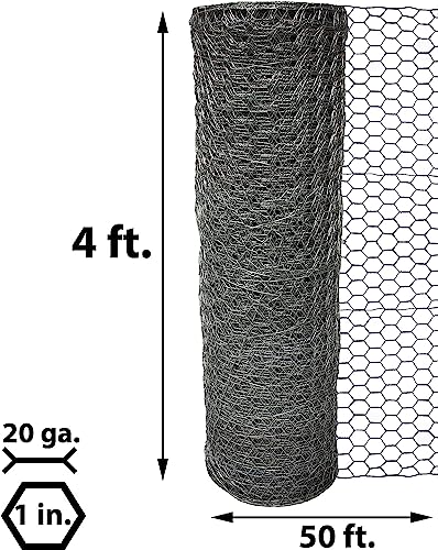 Acorn Chicken Wire 1" X 48" X 50', Perfect for Garden Fencing, Animal Barrier, Plant Supports and DIY Projects, Galvanized Steel - size: 4' Wide X 50' Long, style: 1" Hexagon Pattern