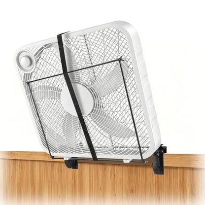 Box Fan Holder for Horse Stall, Adjustable Angle Fan Wall Mount Bracket, 2-in-1 Clamp & Wall Mount Design, Fits 20" Box Fan, Heavy Duty Steel Fan Holder for Barn, Coop, Garage (Fan Not Included)