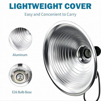 EP Clamp Lamp Light with Detachable 8.5 Inch Aluminum Reflector, 150 Watt E26 Socket (No Bulb Included), 8 Foot 18/2 SPT-2 Cord Cord, 1 Pack - size: 8