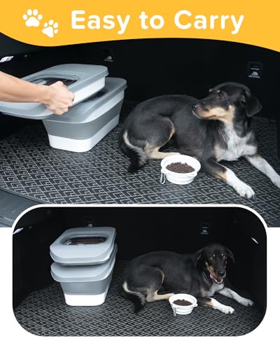 10-13 Lbs Dog Food Stroage Container, Collapsible Dog Food Containers with Airtight Lid, Pet Food Scoop, Pet Food Storage Container Dry Food for Dog, Cat and Other Pets - color: Grey/10-13 Lbs