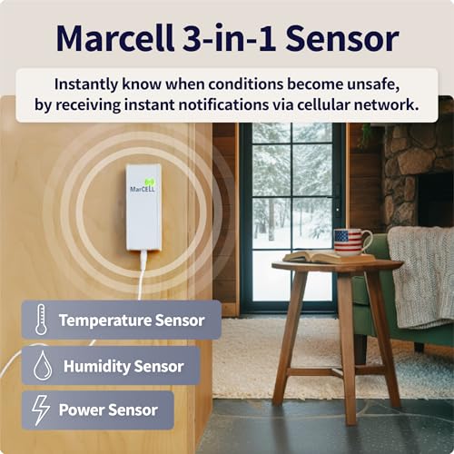 MarCELL Cellular Temperature, Humidity & Power Monitor (Verizon) - Made in The USA - RVs, Pet Safety Monitoring, Second Home Monitoring, Greenhouse Monitoring,- 24/7 Monitoring & Instant Alerts