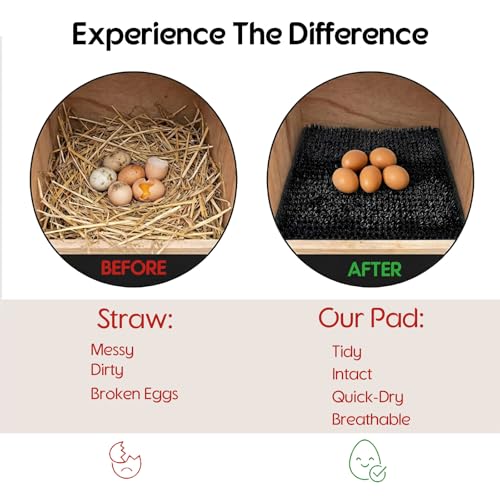 Washable Nesting Pads for Chicken Coop, Chicken Nesting Boxes for Laying Eggs, Laying Pads for Hens, Reusable Nest Mats, Black 4 Count