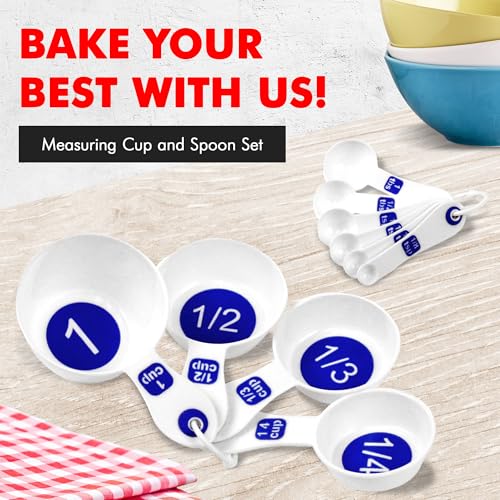 Chef Craft Easy to Read Plastic Measuring Cup Set, 10 Piece, white - color: White