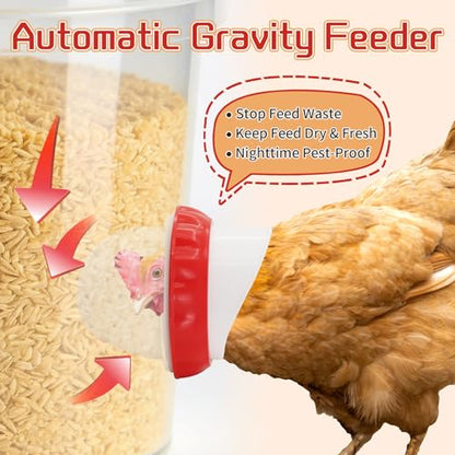 DIY Chicken Feeders 4 Ports White No Waste | Automatic Rain Proof, Poultry Feeder Kit, Includes 1 Hole Saw, for Buckets Barrels Bins Troughs - color: White