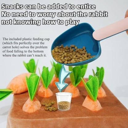 Upgraded Interactive Rabbit Enrichment Toys, Hide and Seek Snuffle Mat with Plush Carrot and Feeder Cups for Boredom & Stimulating, Bunny Puzzle for Puppies, Guinea Pigs, Kitten, Chinchilla (Small) - size: Small