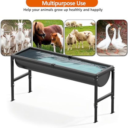 2PCS Animal Waterer 11 Gallon, Livestock Water Trough with Adjustable Stand, Easy to Assemble and Carry, Feeding Goat, Sheep, Horse, Dog in Farm - size: 2 PCS