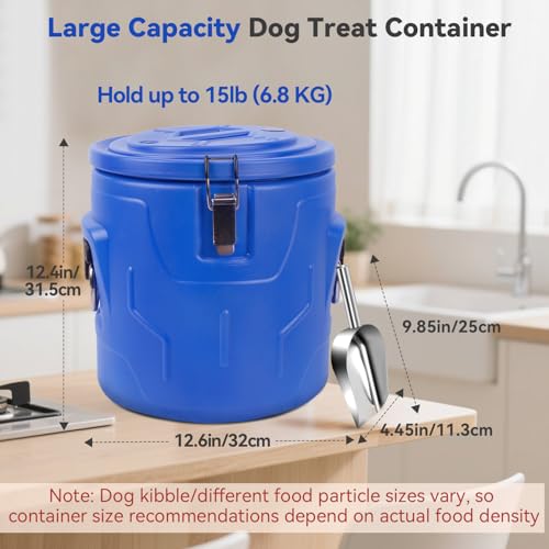 Newget 15lb Dog Food Storage Container, Stainless Steel Airtight Pet Food Storage Container and Durable Plastic Food Container, Large Metal Cat Food Container with Lid and Scoop to Keep Fresh - size: 15 lb