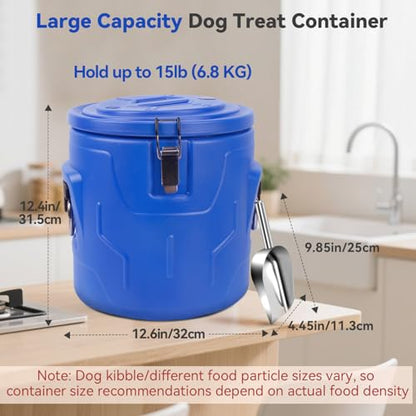 Newget 15lb Dog Food Storage Container, Stainless Steel Airtight Pet Food Storage Container and Durable Plastic Food Container, Large Metal Cat Food Container with Lid and Scoop to Keep Fresh - size: 15 lb