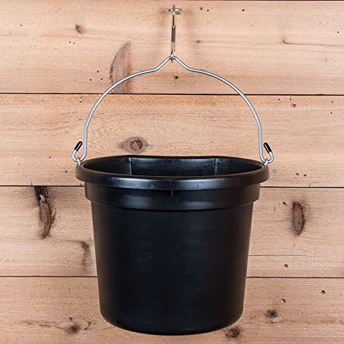 Dura-Tech Gold Flatback Bucket 18 Qt. | Designed by Professional Horsemen | Durable & Weather Resistant | Rubber Tipped Handle Ends - color: Black