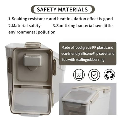 Saim Large Flour Storage Container Bin 50lb, 2Pack Airtight Rice Storage Containers with Wheels Seal Locking Lid, Dry Food, Sugar, Baking Supplies, Rice Dispenser Set with Measuring Cup & Scoop - Grey - color: 2Pack 50lb Grey